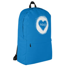 Woman's "NAUTI" heart Backpack in navy with white logo