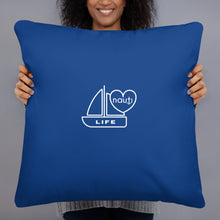 "NAUTI" boat life pillow in navy with white logo