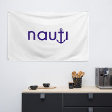 "Nauti" Flag in white with navy anchor logo