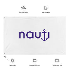 "Nauti" Flag in white with navy anchor logo
