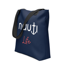 Unisex "NAUTI Life" Anchor Tote Bag in Navy with White and Red Logo