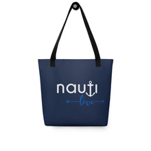 Unisex "NAUTI love" Tote Bag in Navy with White and Royal Blue Logo