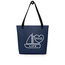 Unisex "NAUTI boat life" Anchor Tote Bag in Navy with White Logo