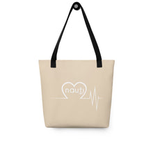 Unisex "NAUTI heart beat" Anchor Tote Bag in Champagne with White Logo