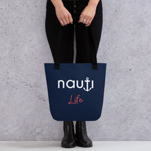Unisex "NAUTI Life" Anchor Tote Bag in Navy with White and Red Logo