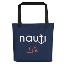 Unisex "NAUTI Life" Tote Bag in Navy with White and Red Logo