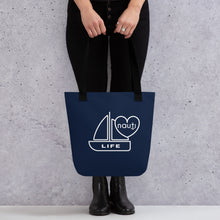 Unisex "NAUTI boat life" Tote Bag in Navy with White Logo