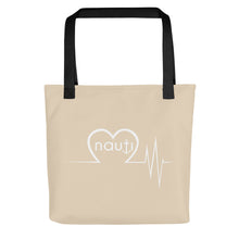 Unisex "NAUTI heart beat" Anchor Tote Bag in Champagne with White Logo