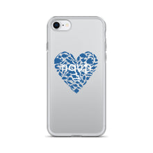 "NAUTI" fish heart Clear Case for iPhone® with navy heart and white logo