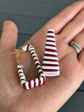 Ladies Striped Earrings in Red and White Striped