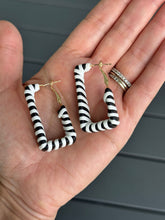 Ladies Striped Earrings in Black and White Striped