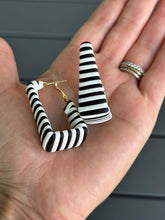 Ladies Striped Earrings in Black and White Striped