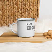 "I like big beams" Enamel Mug in White with Silver Rim