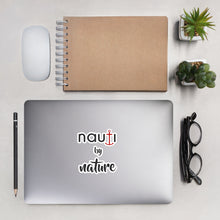 "NAUTI BY NATURE" Bubble-free stickers in black with red anchor