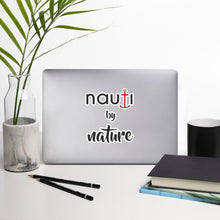 "NAUTI BY NATURE" Bubble-free Stickers in Black with Red Anchor