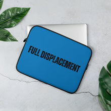 "FULL DISPLACEMENT" Laptop Sleeve in navy blue with black logo