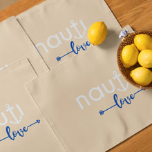 "NAUTI Love" Placemat Set in Champagne with White and Royal Logo