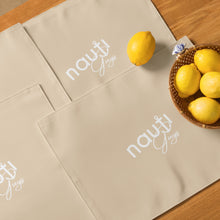 "NAUTI Guys" Placemat Set in Champagne with White Logo