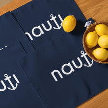 "NAUTI" Placemat Set in Navy with White Logo