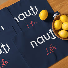 "NAUTI Life" Placemat Set in Navy with White and Red Logo