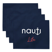 "NAUTI Life" Placemat Set in Navy with White and Red Logo