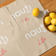 "NAUTI Life" Placemat Set in Champagne with White and Red Logo