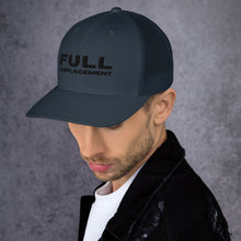 Mens "Full Displacement" Trucker Cap in Black, Navy and White