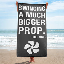 "Swinging a much bigger prop" Towel in Grey Terry Fabric