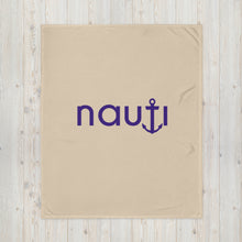 "NAUTI" blanket in champagne with navy logo