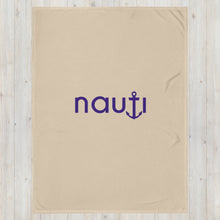 "NAUTI" blanket in champagne with navy logo