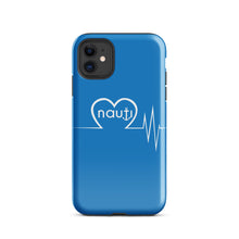 "NAUTI" heart beat Tough Case for iPhone® in navy with white logo