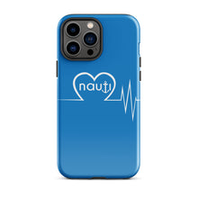 "NAUTI" heart beat Tough Case for iPhone® in navy with white logo