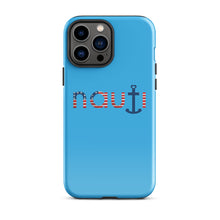 "NAUTI" American Flag Tough Case for iPhone® in deep sky blue with American Flag logo