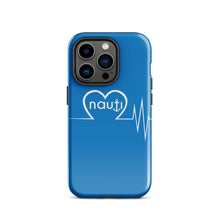 "NAUTI" heart beat Tough Case for iPhone® in navy with white logo