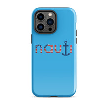 "NAUTI" American Flag Tough Case for iPhone® in deep sky blue with American Flag logo