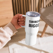 "Swinging a much bigger prop" 25 oz. Stainless Steel Travel Mug with a Handle in White