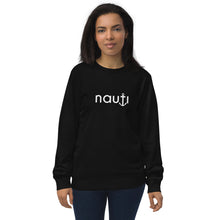 Unisex "Nauti Anchor" Organic Sweatshirt in Black, Deep Charcoal Grey, French Navy, Royal Blue and Grey Melange with White Logo