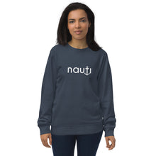 Unisex "Nauti Anchor" Organic Sweatshirt in Black, Deep Charcoal Grey, French Navy, Royal Blue and Grey Melange with White Logo