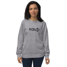 "Nauti" Unisex Organic Sweatshirt in White and Grey Melange
