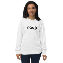 Unisex "Nauti Anchor" Organic Sweatshirt in White and Grey Melange with Black Logo