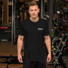 Men's "FULL DISPLACEMENT" in the front and "SWINGING A MUCH BIGGER PROP" in the back T-Shirt in Black, Navy, True Blue, Aqua and Steel Blue with White Logo's