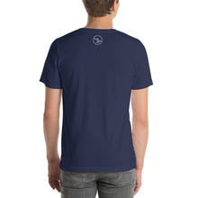 "it's a two and a half person shower" T-shirt in Black Heather, Navy, Red, True Royal and Ocean Blue