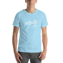 Mens "NautiGuys" T-shirt in Black Heather, Navy, Asphalt and Ocean Blue