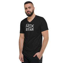 "Rox Star" Short Sleeve V-Neck T-Shirt in Black