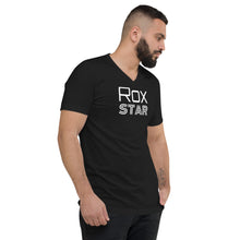 Mens "Rox Star" Short Sleeve V-Neck T-Shirt in Black