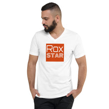 "Rox Star" Short Sleeve V-Neck T-Shirt in White