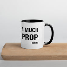 "Swinging a much bigger prop" Mug with Color Inside in White/Black and White/Blue