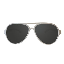 Unisex Floating Polarized "Nauti" Aviators Sunglasses in Midnight Black Lens on Gloss White Frame