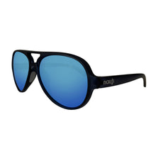 Nauti Aviators - Floating Polarized Unisex Sunglasses. Sea Blue Lens on Deep Blue (Semi-Transparent) Frame.