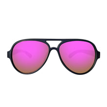 Unisex Floating Polarized "Nauti" Aviators Sunglasses in Rainbow Rose Lens on Deep Blue (Semi-Transparent) Frame